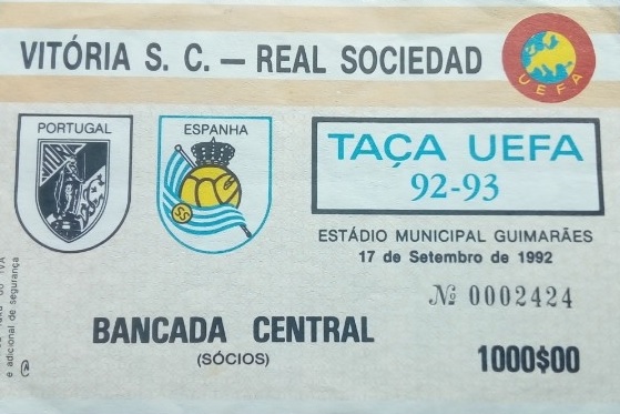 Entrada UEFA Vitoria Guimaraes	vs Real Sociedad 1992